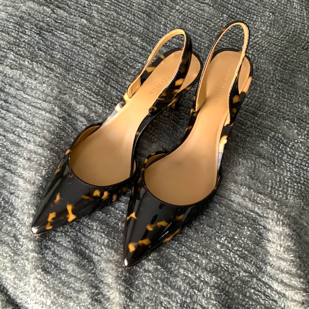 Ann Taylor tortoiseshell slingback heels